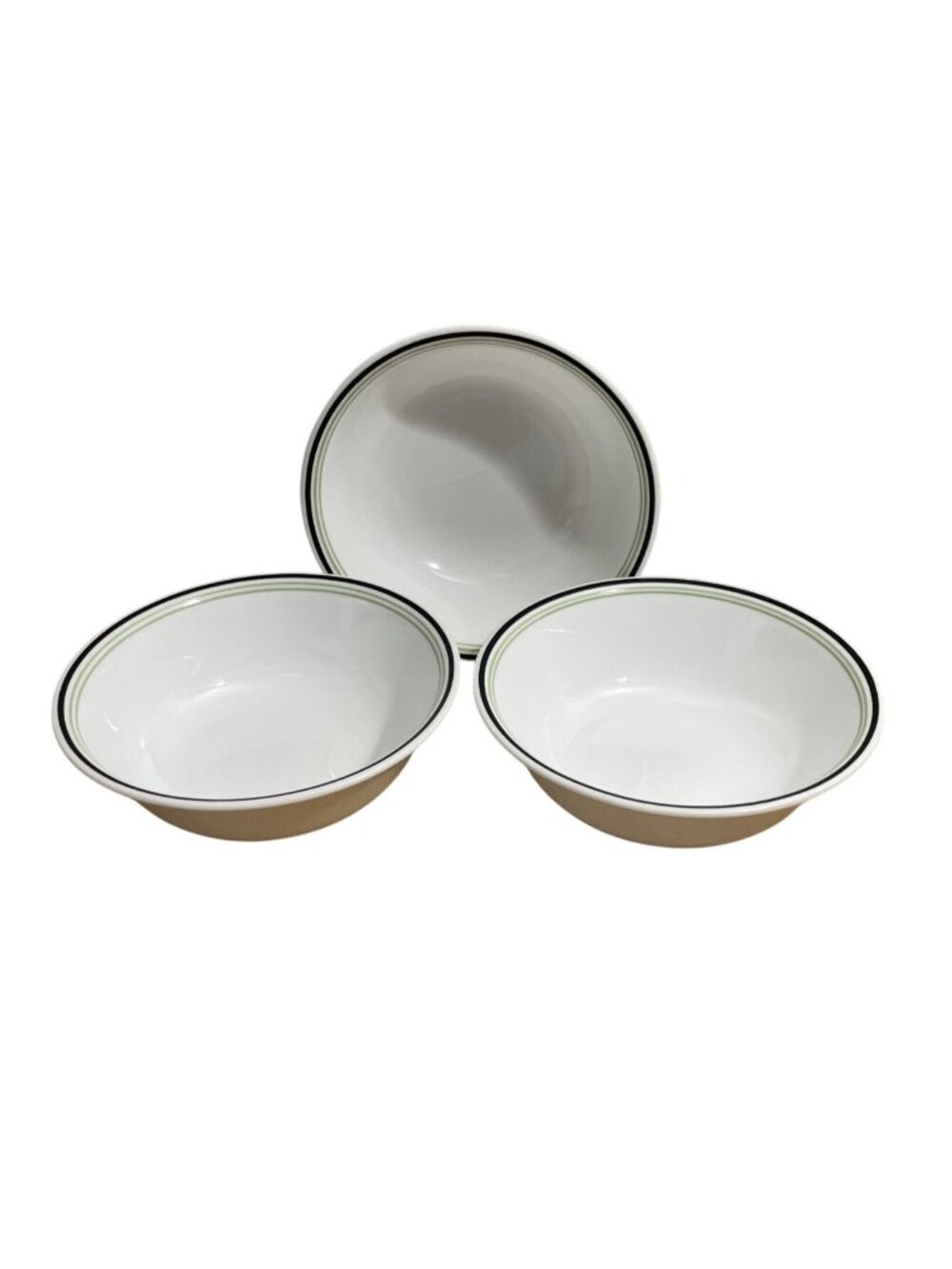 Vtg Corelle Black Orchid Pattern Bowls 8 inch Set Of 3 White Green Corning 1990s